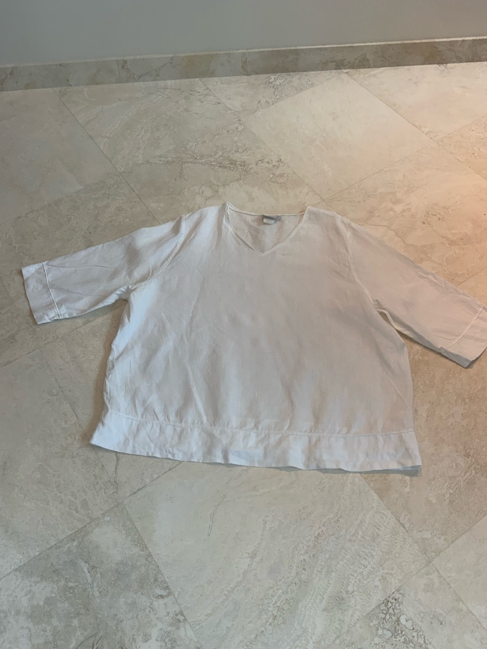 Hot Cotton White Linen V-Neck Tunic Top Sz 3X